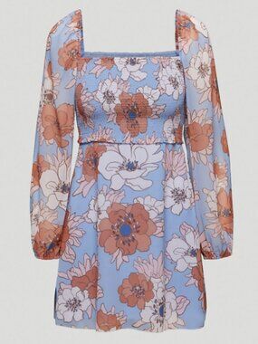 ARITZIA WILFRED Villa Smocked Dress in Soft Iris Poetic Floral Romantic US 6
